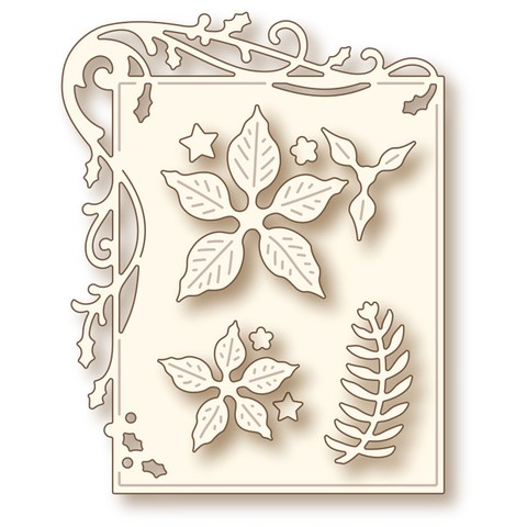 Holly Frame and Poinsettia