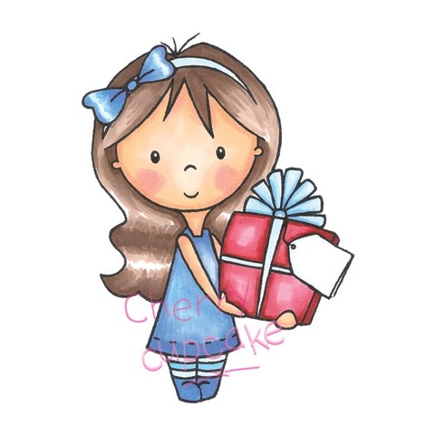 Mia with Present